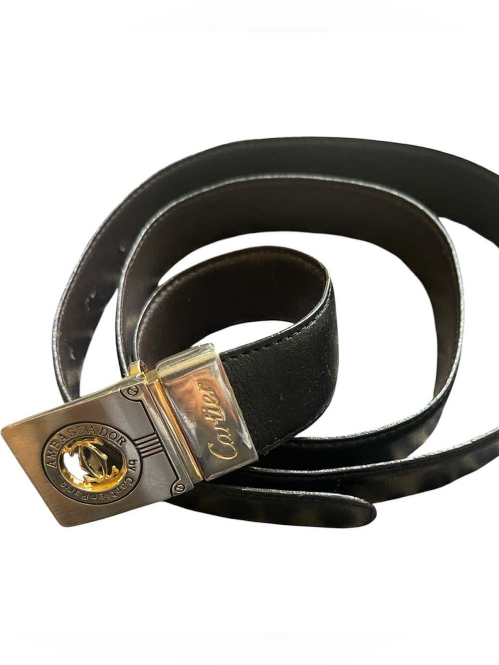 Vintage Cartier Ambassador by Cartier Paris Reversible Leather Belt 38”